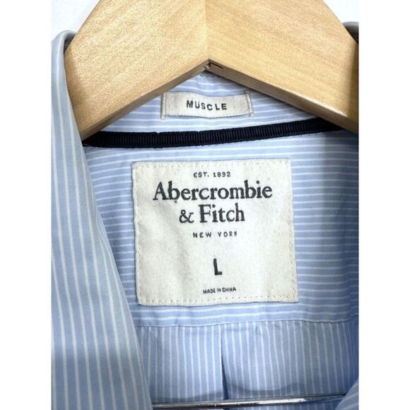 Abercrombie & Fitch Shirt Mens Large Blue Long Sleeve Casual Button Down - Picture 5 of 8